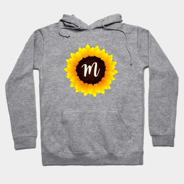 Floral Monogram M Bright Yellow Sunflower Hoodie by floralmonogram